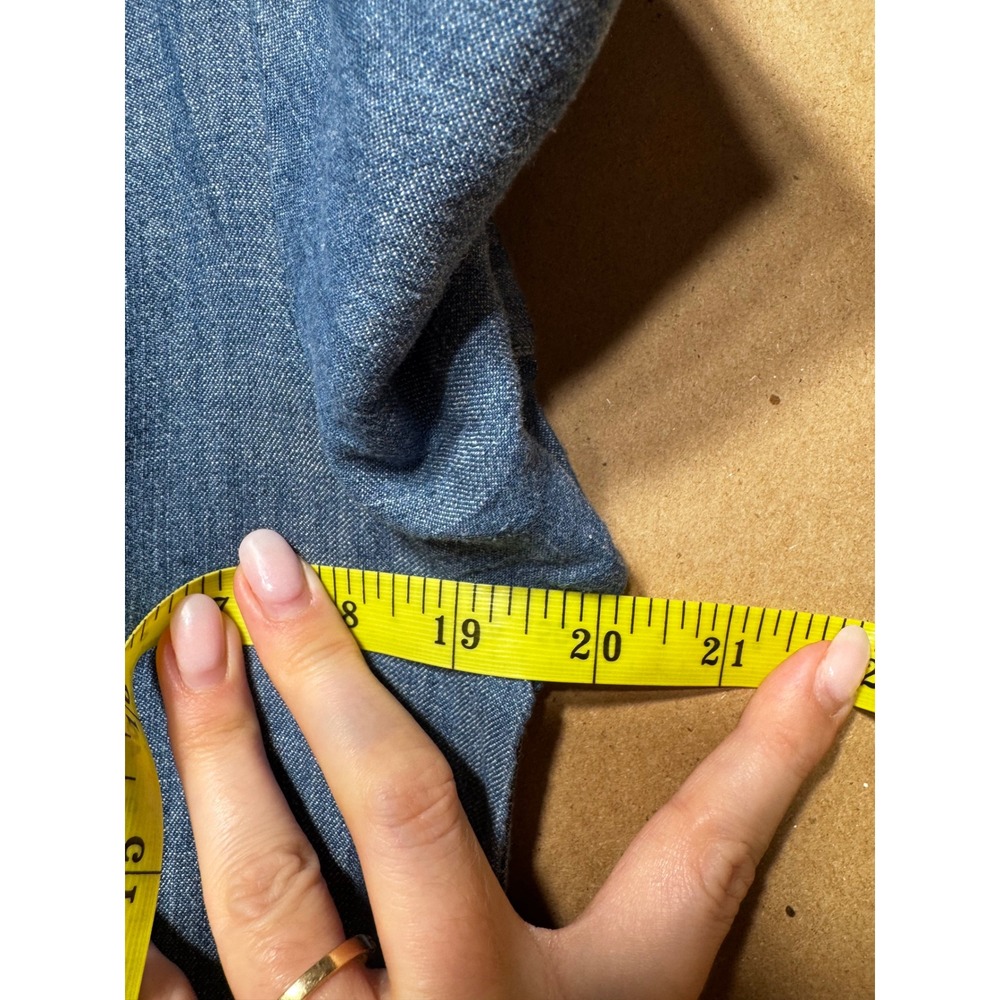 Faherty Indigo Blue Tencel Linen Blend Button Front Shift Dress Small - Picture 9 of 12